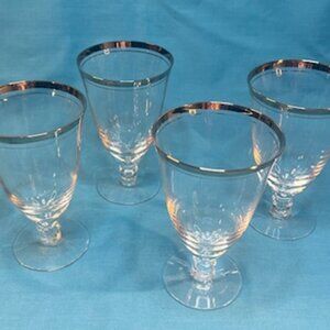 Four (4) Tiffin Franciscan Brookmar Iced Tea Glass Platinum Ridge (Set of Four)